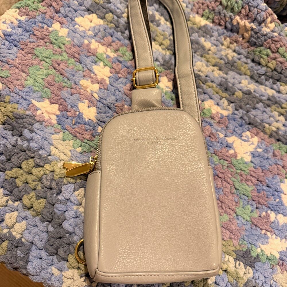 INICAT Small Sling Bag — Light Blue Vegan Leather Crossbody Belt Bag